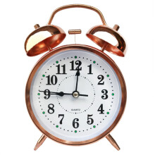 (Rose Gold) Loud Super Double Bell Alarm Clocks Night Light Luminous Decor Home Display