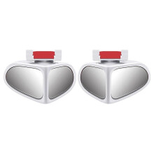(White) 2-in-1 Universal Car Blind Spot Mirrors,360 Adjustable Auxiliary Mirrors for Front/Rear Wheels,Compatible with Most Vehicles