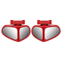 (Red) 2-in-1 Universal Car Blind Spot Mirrors,360 Adjustable Auxiliary Mirrors for Front/Rear Wheels,Compatible with Most Vehicles