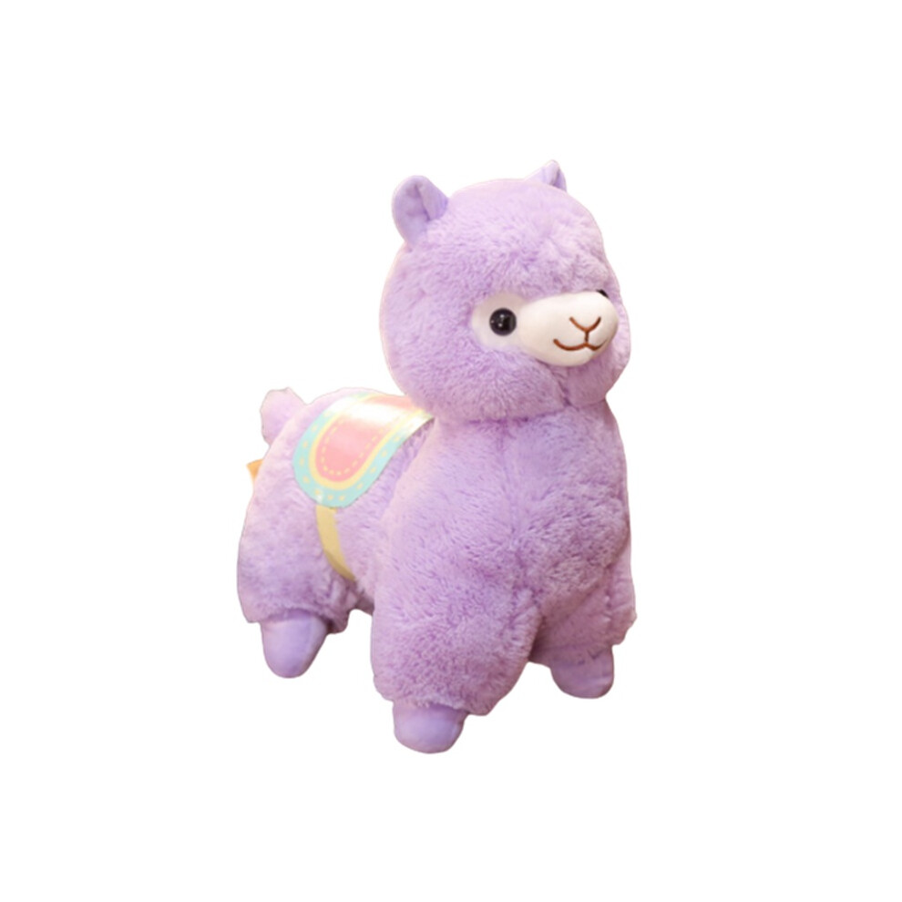 (, 35Cm/13.78In) Plush Alpaca Saddle Toy Home Desktop Decoration Pillow Pacify Doll Gift Fluffy Purple