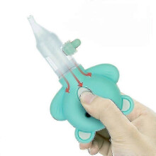 (Pink) Cute Cartoon Bear Shaped Silicone Nasal Aspirator for Babies with Anti-Reflux Design,Gentle and Safe for Infant Nasal Care