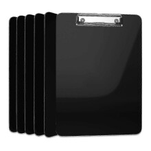 6 Pack Black Plastic Clipboards with Low Profile Metal Clips,Letter Size Bulk Set for Classroom or Office,Durable Lightweight Clip Boards