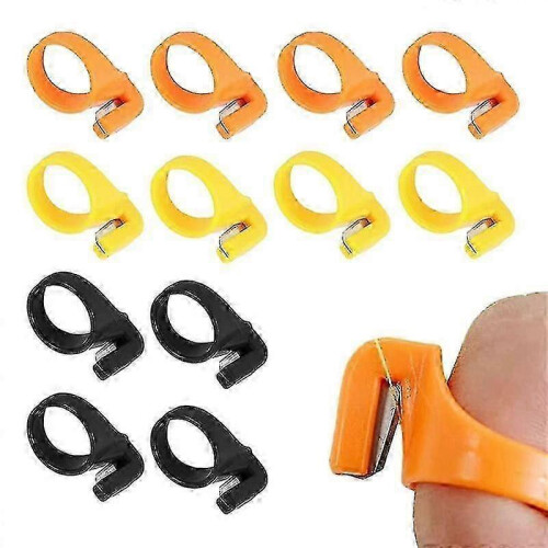 12 Plastic Thimbles with Thread Cutter for Sewing Machine Accessories and DIY Craft Tools
