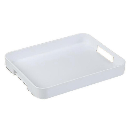 (2)White Stackable Rectangle Plastic Serving Tray for Parties,Events & Catering – Durable Stylish Dish for Food Serving