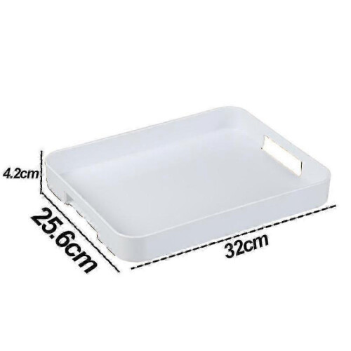 (2)White Stackable Rectangle Plastic Serving Tray for Parties,Events & Catering – Durable Stylish Dish for Food Serving 1