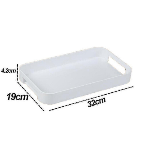 (1)White Stackable Rectangle Plastic Serving Tray for Parties,Events & Catering – Durable Stylish Dish for Food Serving 1