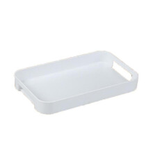 (1) White Stackable Rectangle Plastic Serving Tray for Parties,Events & Catering – Durable Stylish Dish for Food Serving