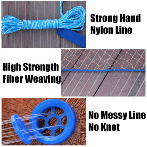Fishing 8ft 24m Net Bait Easy Throw Hand Casting 34" Strong Nylon Mesh Fish 2