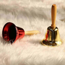 (gold) Super Loud Solid Wooden Hand Call Bell for Christmas Events,Schools,Offices,and Restaurants
