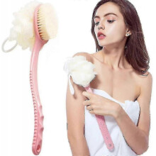 (pink) 2 in 1 Back Shower Brush for Deep Exfoliation and Dirt Removal,Long Handle Bath Scrubber for Skin Cleansing and Relaxation