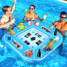 Großer Aufblasbarer Schwimmender Poolkartentisch Mit Wasserdichten Spielkarten- Haltbarer PVC Tragbarer Spielvertaften Sommerversammlungen