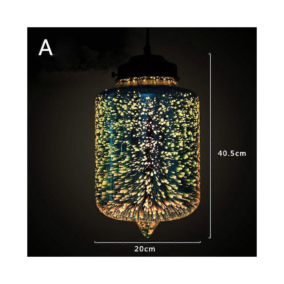 (A, One size) Modern 3D colorful Pendant Lights Nordic Starry Sky Hanging Glass Shade Pendant Lamp E27 LED For Kitchen Restaurant Living Room