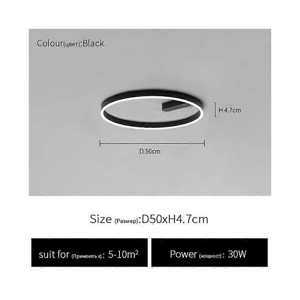 (3 colors lights, black D50cm) Lampu langit-langit desain ruang tamu lampu belajar minimalis lampu kamar tidur pencahayaan modern dan minimalis lampu langit-langit