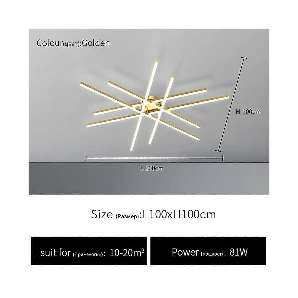 (Cool White 6000K, golden L120cm) Perlengkapan pencahayaan minimalis Modern 2023 garis kreatif baru lampu ruang tamu belajar kamar tidur lampu langit--image-OPC-PHK8NDH-NEW