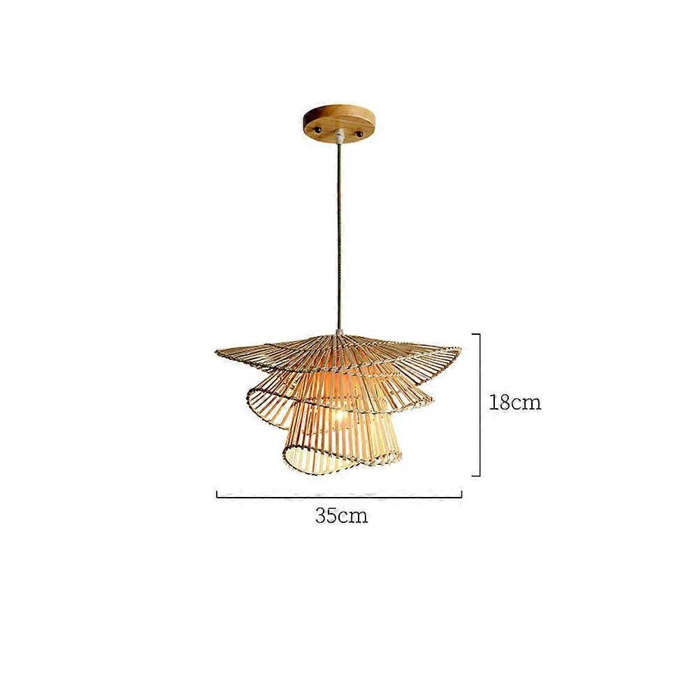 (45cm, One size) New Creative Rattan Pendant Lights Dining Living Room Suspension Luminaire Chandelier LED Home Decor Bamboo Wicker Ceiling Lamp
