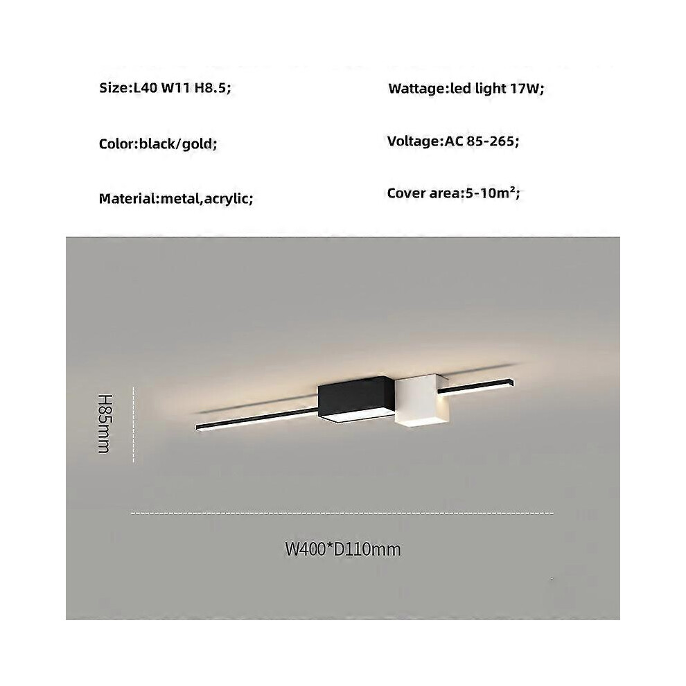 (3 changeable light, Black L100 W11 H8cm) Minimalist Led Strip Chandeliers Aisle Corridor Balcony Ceiling Lamps Simple Modern Cloakroom Lighting Light
