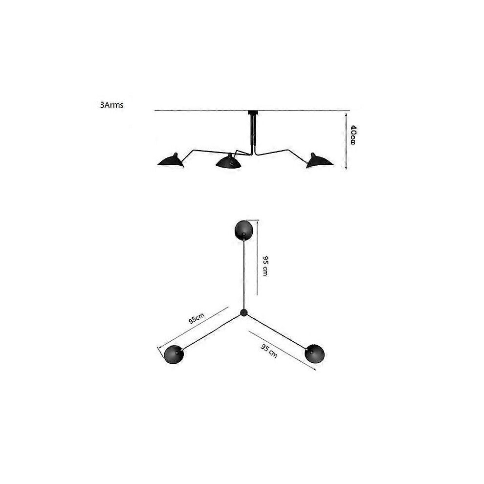 (Warm White, 3Arms 136 118 96cm) Retro Industrial Dawn Spider Serge LED Ceiling Lamp Modern Duckbill Nordic Iron Pendant Chandelier Lights