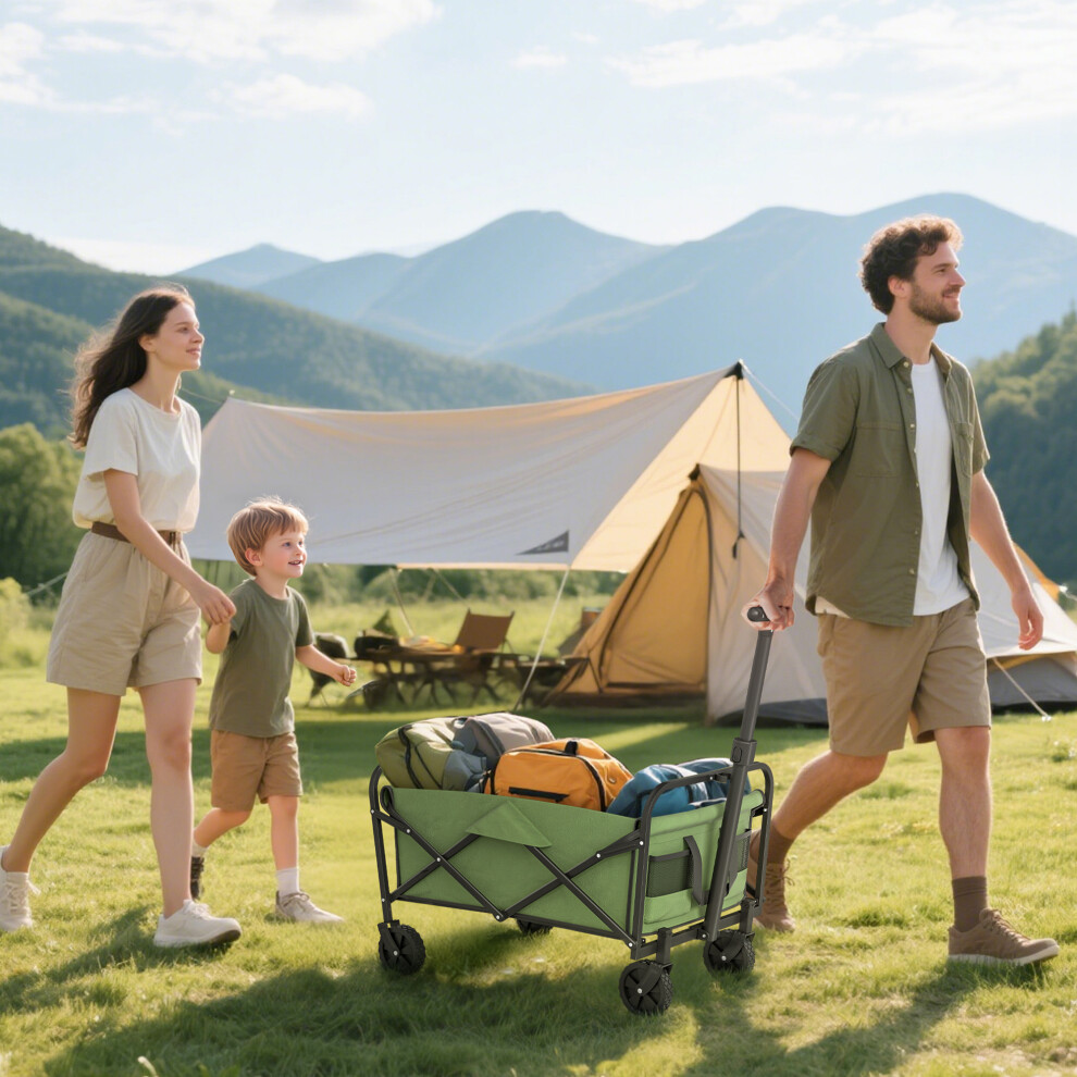 Outsunny 62L Festival Trolley, 120kg Heavy Duty Folding Trolley Cart, Green