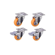 (As show, One size) 4 Pack 1.5 Inch Screw Casters Orange PP Furniture Wheels Silent Display Cabinet Speakers (Color : H, Size : 1.5 Inch)