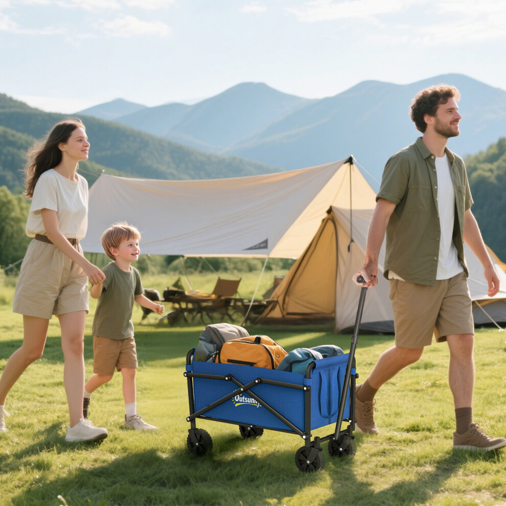 Outsunny 41L Festival Trolley, 60Kg Heavy Duty Folding Trolley Cart, Blue