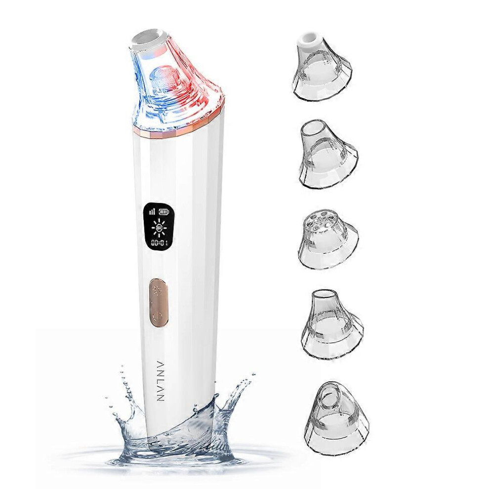 (As show, One size) Red Blue Light Blackhead Remover Vacuum Pore Cleaner IPX5 Waterproof Black Head Acne Remover Vacuum Facial Cleaning Tools