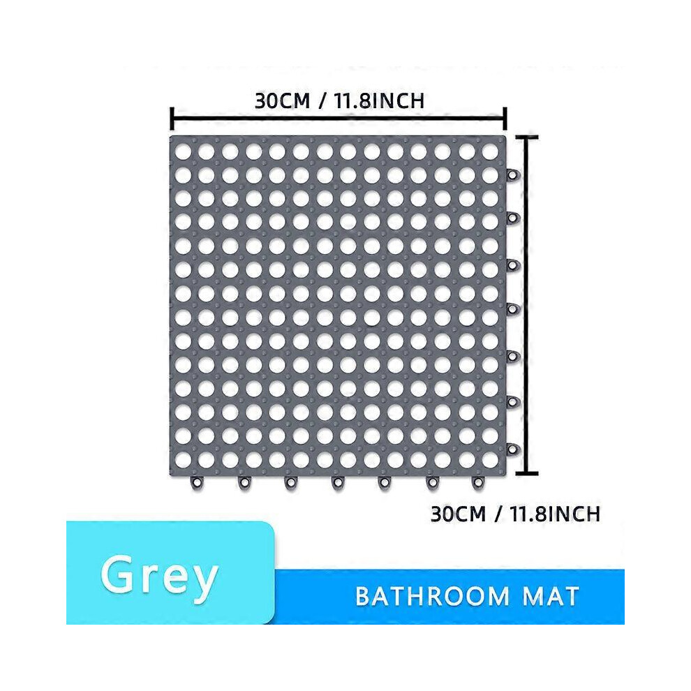 (TP01-Grey, One size) OK-B 10PCS Non-Slip Bathroom Mat Shower Splicable Carpet Can be cropped Waterproof Floor Mat kitchen Bathroom Anti-Skid