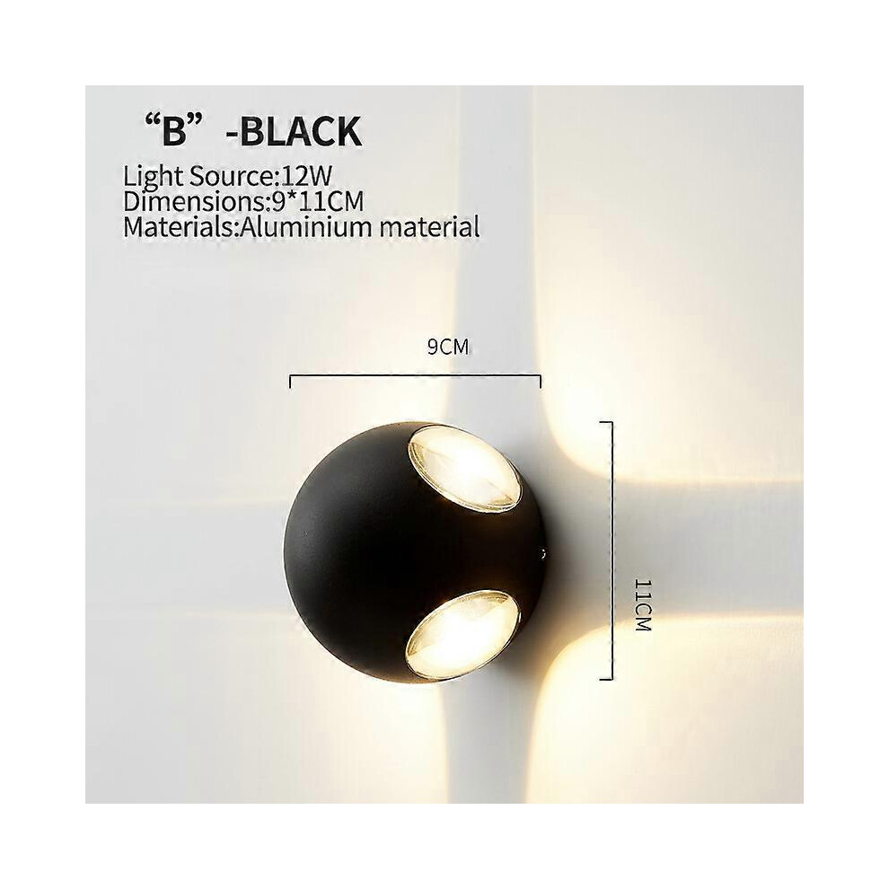 (12W, One size) Outdoor wall lamp with Nordic balcony bedroom outer corridor waterproof simple modern corridor courtyard living room wall lamp-image-OPC-PHK8QMD-NEW