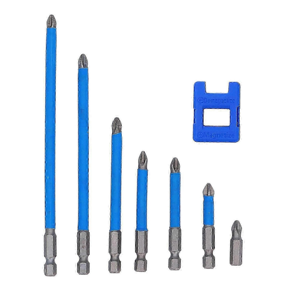 (As Show, One Size) 7Pcs Set Cross Screwdriver Bit Ph2 Magnetic Electric Screwdriver Drill Bit With Magnetizer 4631898299205