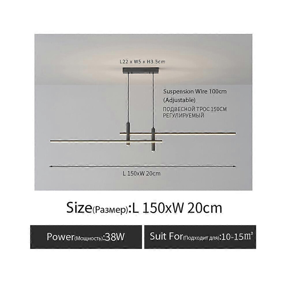 (Putih Hangat, B gold 150cm) Lampu LED Garis Restoran Nordic Kepribadian Kreatif Kantor Pasca Modern Minimalis Meja Makan Bar Chandelier-image-OPC-PHK8QZQ-NEW