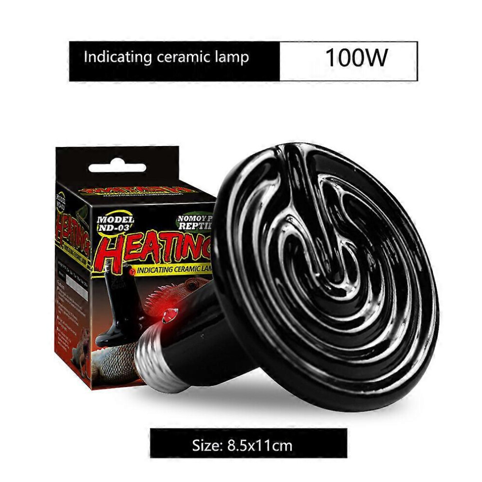 (50w, One size) 220V Crawling Pet Reptile Ceramic Heating Lamp with indicator lamp Lizard Far Infrared Pet Ceramic Bulb 25W 50W 75W 100W 150W