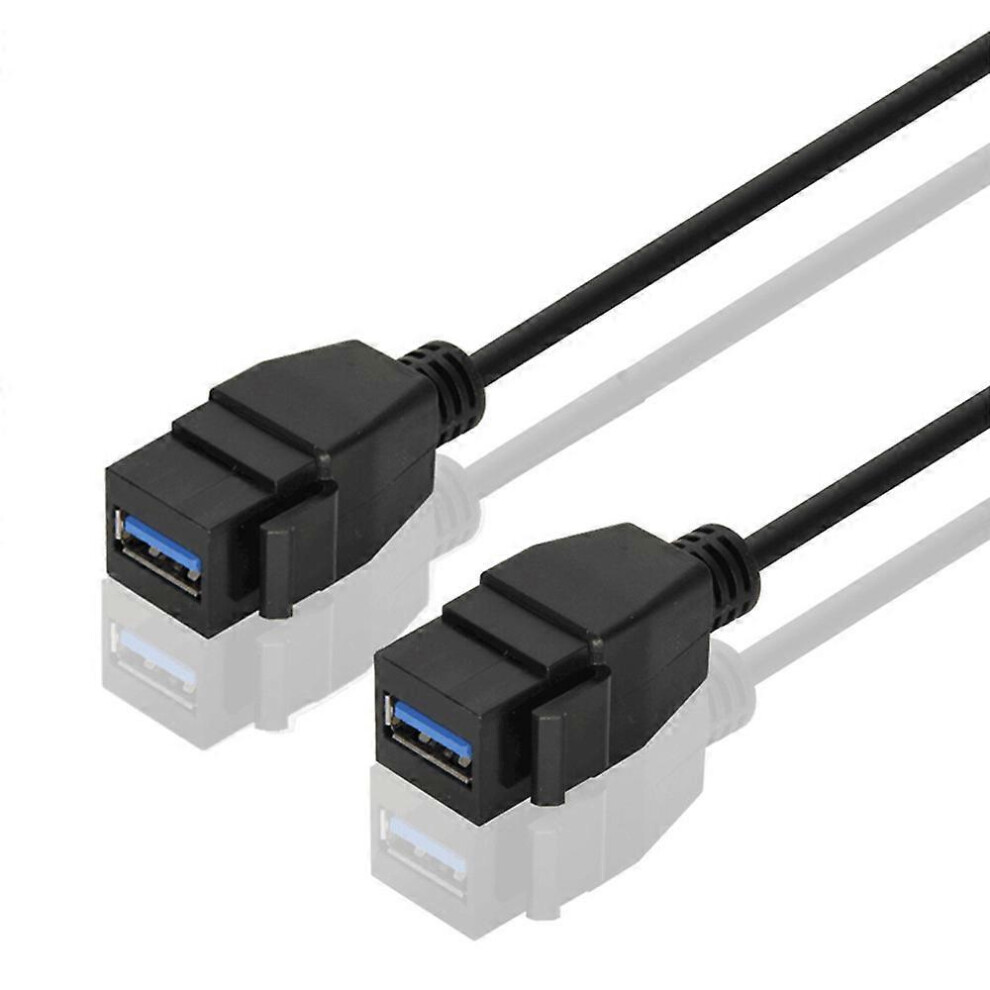 (As show, One size) 10-PACK Keystone USB 3.0 Cable Connector Black Color Insert Coupler Slot Female To Female Extender 0.2M