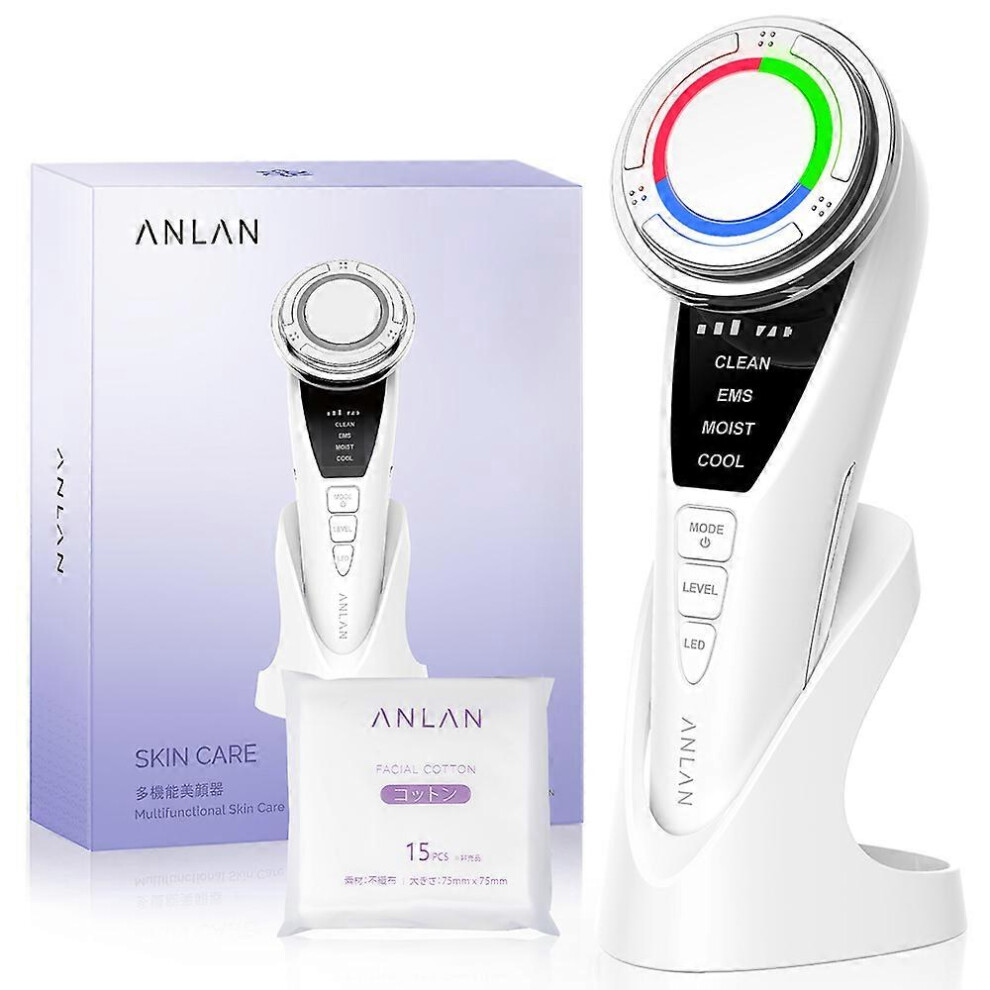 (As show, One size) EMS Face Massager Pro Cold Compress Facial Massager Face Lift Machine 3 Color Light Therapy Wrinkle Removal Skin Care Tool