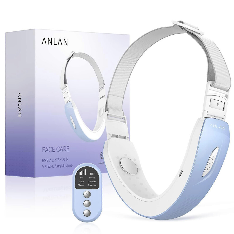 (As show, One size) V-Face Lifting Device Fixed Face Contour EMS Massage Double Chin Remove V-shaped Red/Blue Light Therapy Face Lift Device