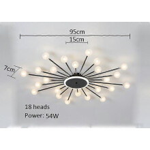 (Cold White, 30 heads black) Modern Glass LED Ceiling Chandeliers Living Room Bedroom Kitchen Pendant Light Creative Home Indoor Decor Lamp Fixture Lights