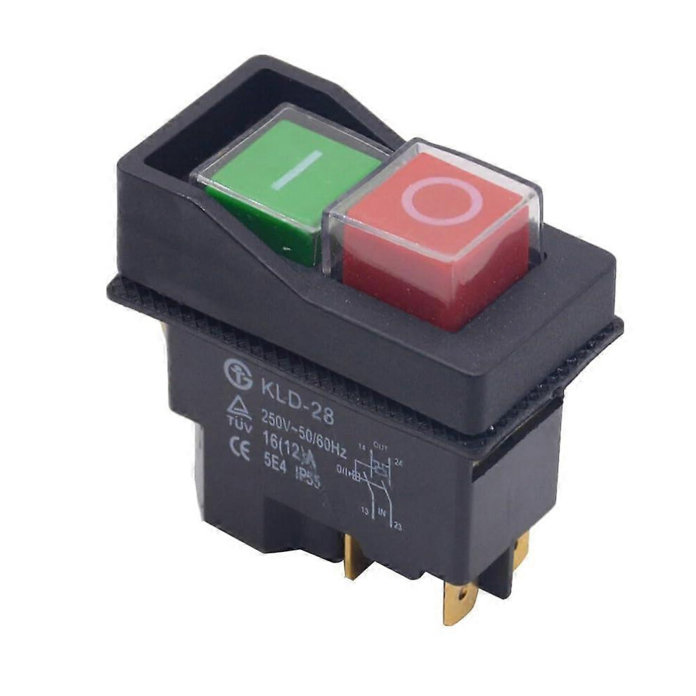 (As Show, One Size) Ip55 Push Button Electromagnetic Switch 4 Pin Ac250v 16A Magnetic Starter Power Tool Safety Switches For Machine Tool 4632480811300