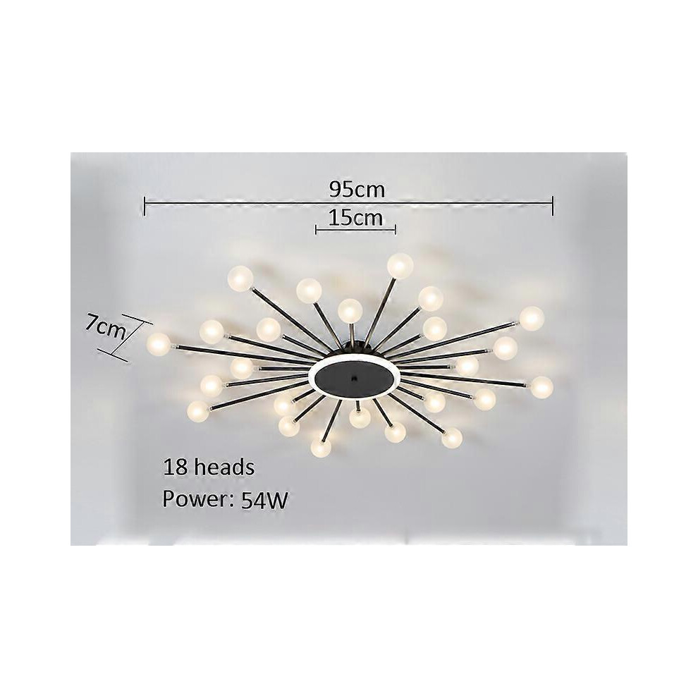 (Warm White, 24 heads black) Modern Glass LED Ceiling Chandeliers Living Room Bedroom Kitchen Pendant Light Creative Home Indoor Decor Lamp Fixture Li-image-OPC-PHK8RTF-NEW