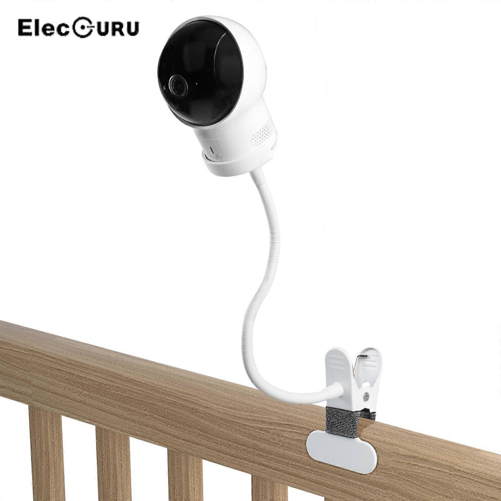 (As Show, One Size) Flexible Clip Clamp Mount With Base For Eufy Spaceview Video Baby Monitor Holder,Clip To Crib Cot Shelves Or Furniture White