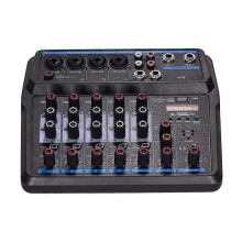 (As show, One size) U6 Musical Mini Mixer 6 Channels Audio Mixers BT USB Mixing Console with Sound Card Built-in 48V Phantom Power EU Plug