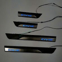 (As show, One size) 4 Pcs For Honda Civic 10th 2016-2023 Stainless Steel Led Door Sill Scuff Plate Guard Sills Protector Trim