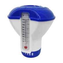 (As show, One size) 5-inch Float Dispenser Float Cup Pool Spa Chlorine Tablet Dispenser Floater with Thermometer 120