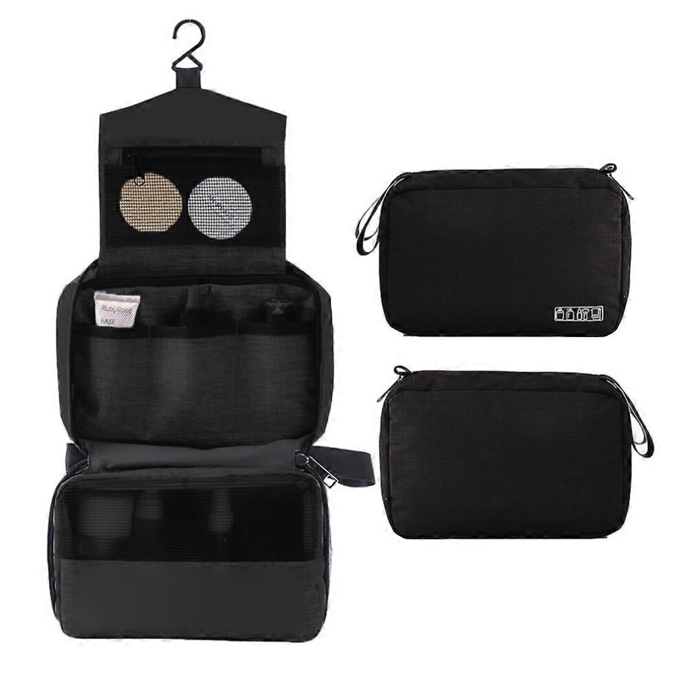 (Black, One size) Portable Toiletry Bag with Hanging Hook Travel Bag for Toiletries Water-resistant Cosmetic Bag Travel Makeup Organizer Large Capacit-image-OPC-PHK8SWW-NEW