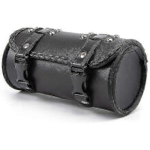 (As show, One size) Motorcycle Fork Bag PU Leather Bicycle Handlebar Tool Pouch Sissy Bar Roll Storage Bag Saddle Bag