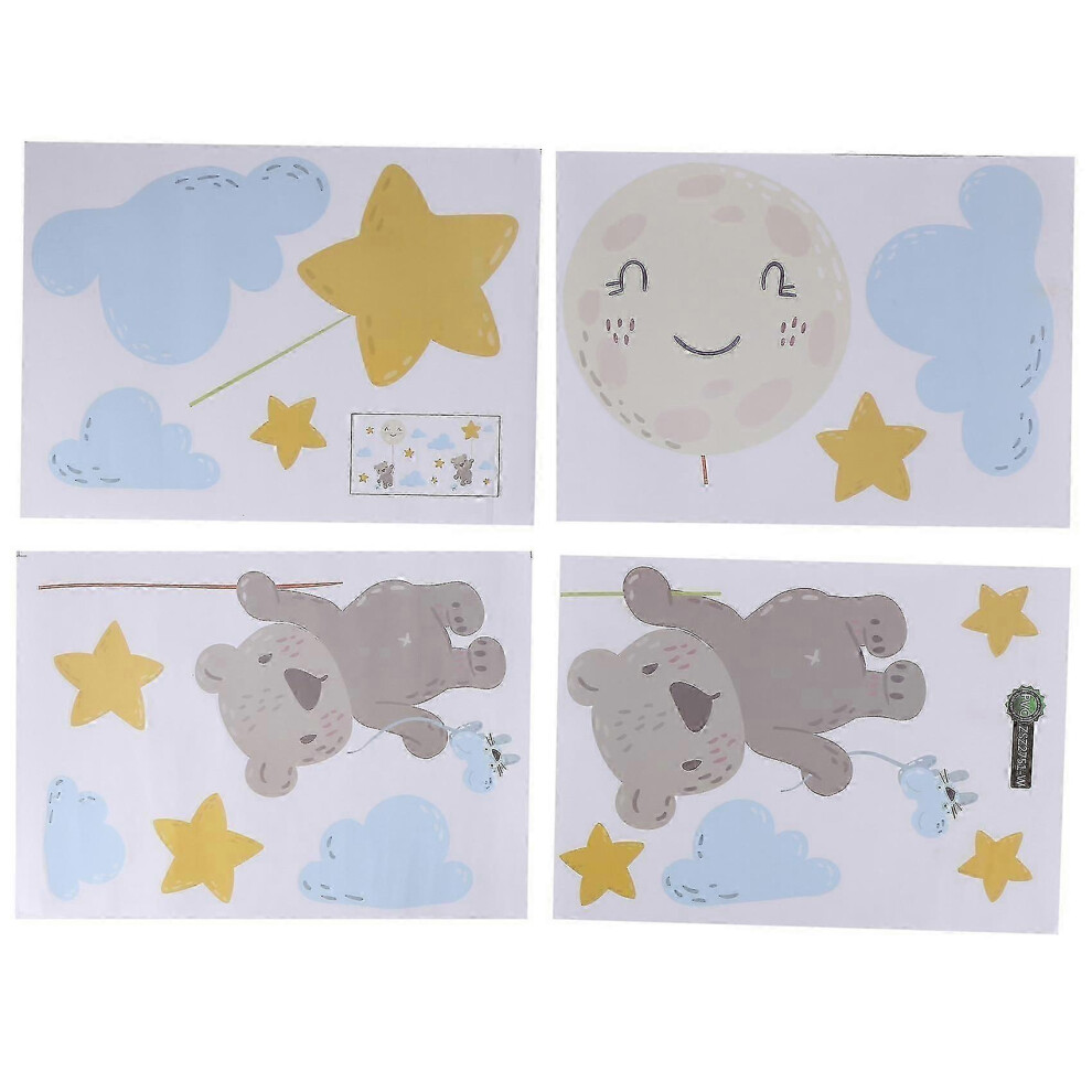 (As show, One size) Bear Wall Stickers Watercolor Nursery Wall Diy Animal Neutral For Kids Room