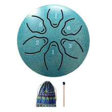 (As show, One size) Rain Drum for Outside Steel Tongue Drum, 6 Notes 3 Inches Chakra Tank Drum Steel Percussion Padded Mallets Dark Green