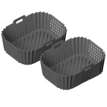 (As show, One size) 2PCS Air Fryer Silicone Liners for SL401 Double Stack XL 2-Basket Air Fryer Liner Basket for Air Fryer Grey