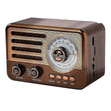 (As show, One size) Portable Retro Radio Mini FM/AM/SW Radio Receiver Vintage Bluetooth Speaker with LED Flashlight Support TF Card USB AUX