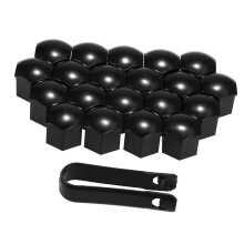 (As show, One size) 20pcs Universal 21mm Wheel Nut Covers Plating Lug Nut Caps Screw Protector Black