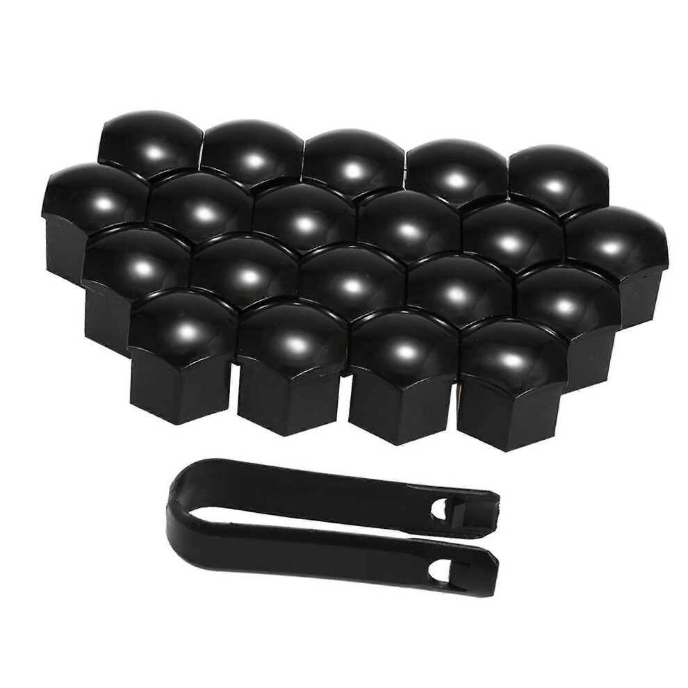 (As show, One size) 20pcs Universal 21mm Wheel Nut Covers Plating Lug Nut Caps Screw Protector Black-image-OPC-PHK8TSP-NEW
