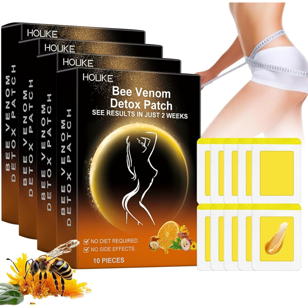 Gogerstar Bee Venom Lymphatic Drainage Patches, Bee Venom Detox Patches, 40Pcs Bee Venom Patch With Seaweed&Lotus, Natural Release, Belly Button Patch