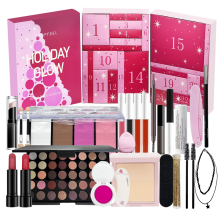 (L) Christmas Countdown Makeup Set Lipstick Eye Shadow Cosmetics 24pcs Holiday Beauty Advent Calendar Gift Box for Women Girls